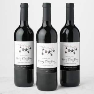 Cozy Natuur Kerstmis Wijn Etiket