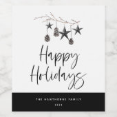 Cozy Natuur Prettige feestdagen Wijn Etiket (Enkel label)