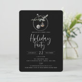 Cozy Natuur Wreath Black Holiday Party Kaart (Staand voorkant)