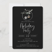 Cozy Natuur Wreath Black Holiday Party Kaart (Voorkant)