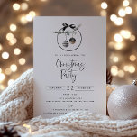 Cozy Natuur Wreath kerstparty Kaart<br><div class="desc">Moderne,  simplistische natuur hoepel,  kerstfeest uitnodiging. Waterverf hoepel,  chic typografie design met trendy gele patroonsteun.</div>