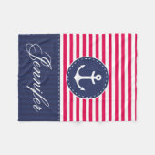 Cozy Nautical Red Anchor Aangepaste tekst Fleece Deken (Voorkant (Horizontaal))