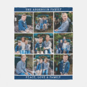 Cozy Navy Gepersonaliseerde Familie Foto Collage Fleece Deken (Voorkant)