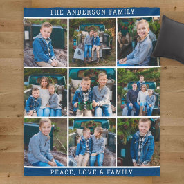 Cozy Navy Gepersonaliseerde Familie Foto Collage Fleece Deken