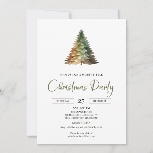 Cozy Neutral Earthy Rustic Minimalist Xmas Party  Kaart (Voorkant)