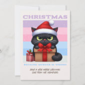 Cozy Neutral Funny Cat Retro Christmas Photo Feestdagenkaart (Voorkant)