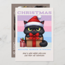 Cozy Neutral Funny Cat Retro Christmas Photo Feestdagenkaart