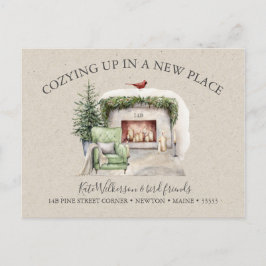 Cozy New Address met Fireplace Holiday Briefkaart