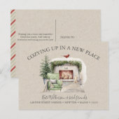 Cozy New Address met Fireplace Holiday Briefkaart (Voorkant / Achterkant)