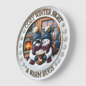 Cozy Night Snowmen Warm Hugs Grote Klok (Hoek)
