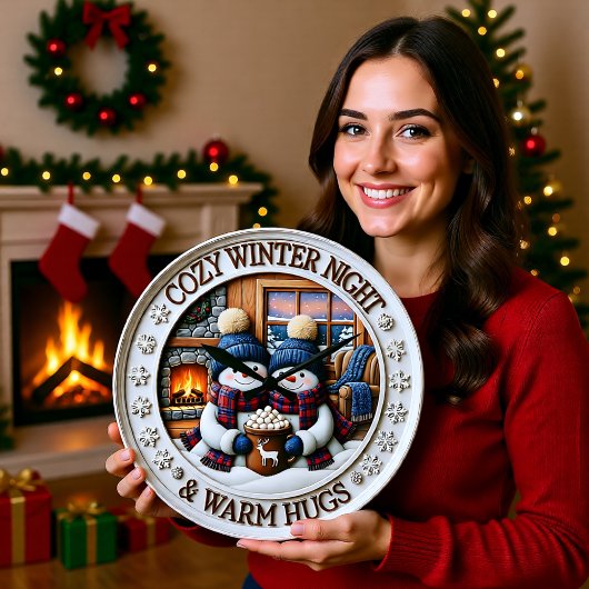 Cozy Night Snowmen Warm Hugs Grote Klok