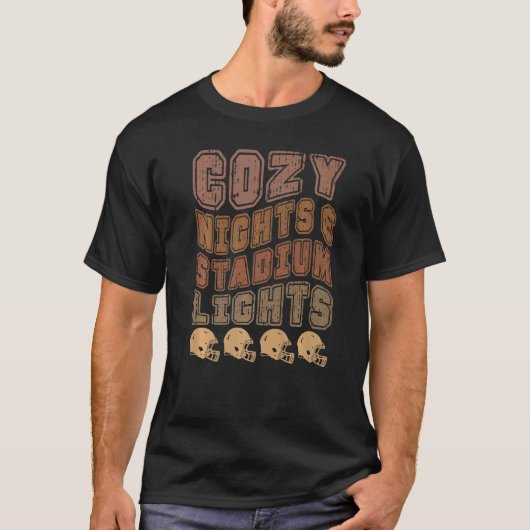 Cozy Nights & Stadium Lights Retro Football T-shirt (Voorkant)