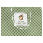 Cozy Nordic Christmas Gift Bag Beige Sage Palette Groot Cadeauzakje (Achterkant)