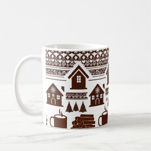 Cozy Nordic Knit Pattern Village & Mug Classic  Koffiemok (Links)