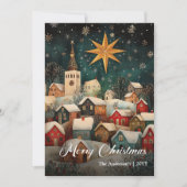 Cozy Nostalgic Christmas Village Scene Holiday Feestdagenkaart (Voorkant)