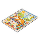 Cozy Orange Cat on Windowsill Whimsical Crayon Art Notitieboek (Linkerzijde)
