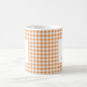 Cozy Oranje Gingham Plaid Monogram Naam Koffiemok (Center)