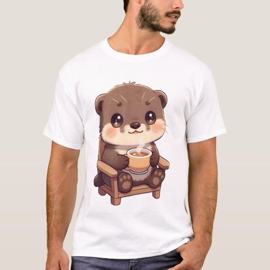 Cozy Otter Tea Moment T-shirt (Voorkant)