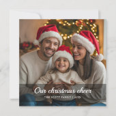 Cozy Our Christmas Cheer Family Photo holiday Card Feestdagenkaart (Voorkant)