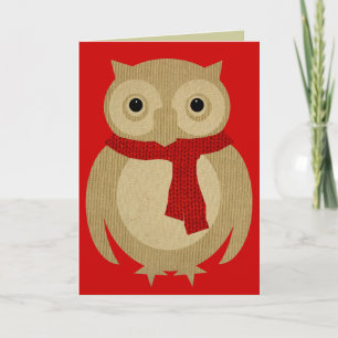 Cozy Owl Christmas Card Feestdagen Kaart