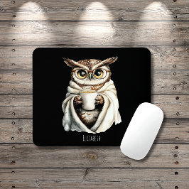 Cozy Owl with Coffee Mug Mouse Pad Muismat