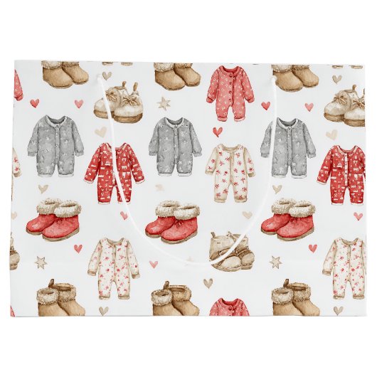 Cozy Pajamas Boho Babyshower Pattern Groot Cadeauzakje (Achterkant)