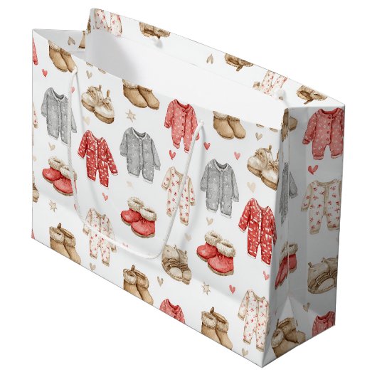 Cozy Pajamas Boho Babyshower Pattern Groot Cadeauzakje (Voorkant Gekanteld)