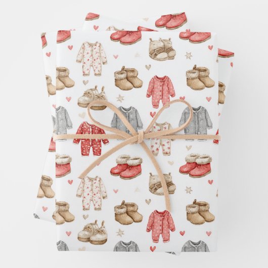 Cozy Pajamas Boho Babyshower Pattern Inpakpapier Vel (In situ)