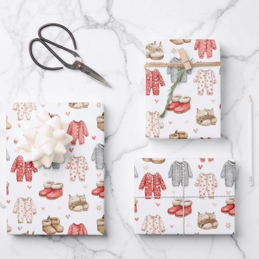 Cozy Pajamas Boho Babyshower Pattern Inpakpapier Vel (Voorkant)