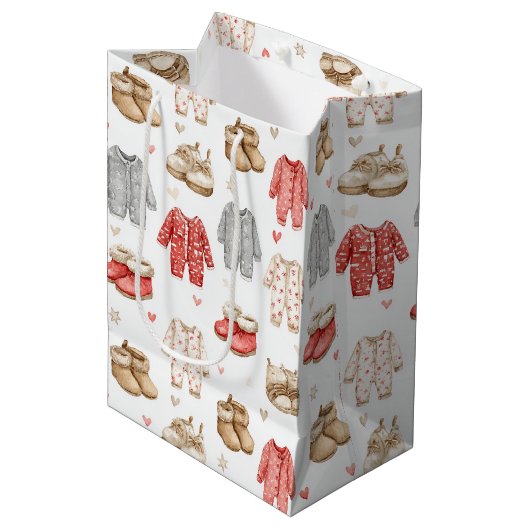 Cozy Pajamas Boho Babyshower Pattern Medium Cadeauzakje (Voorkant Gekanteld)