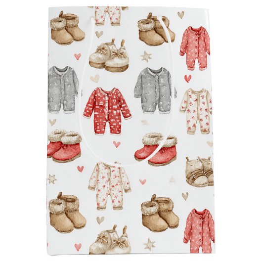 Cozy Pajamas Boho Babyshower Pattern Medium Cadeauzakje (Voorkant)