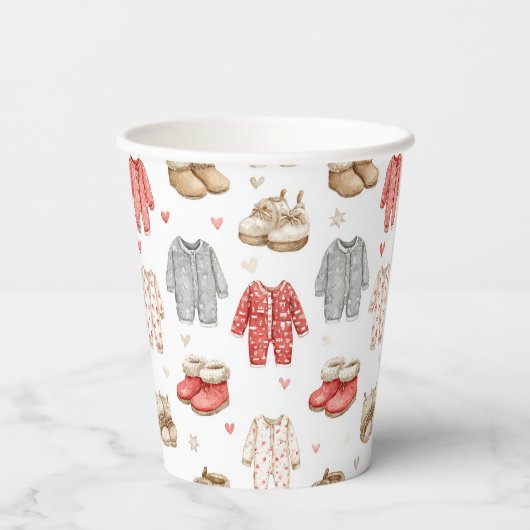 Cozy Pajamas Boho Babyshower Pattern Papieren Bekers (Achterkant)