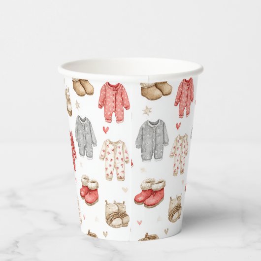 Cozy Pajamas Boho Babyshower Pattern Papieren Bekers (Rechts)