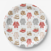 Cozy Pajamas Boho Babyshower Pattern Papieren Bordje (Voorkant)