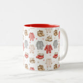 Cozy Pajamas Boho Babyshower Pattern Tweekleurige Koffiemok (Voorkant rechts)