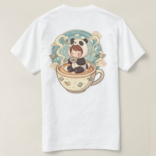 Cozy Panda Coffee Heren Grafisch T-shirt (Design achterkant)