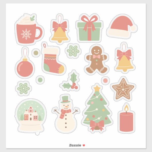 Cozy Pastel Christmas: Vintage Aesthetic Holiday  Sticker (Vel)