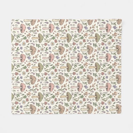 Cozy Pastel Cream Fungi Seamless Pattern Gift Fleece Deken (Voorkant (Horizontaal))