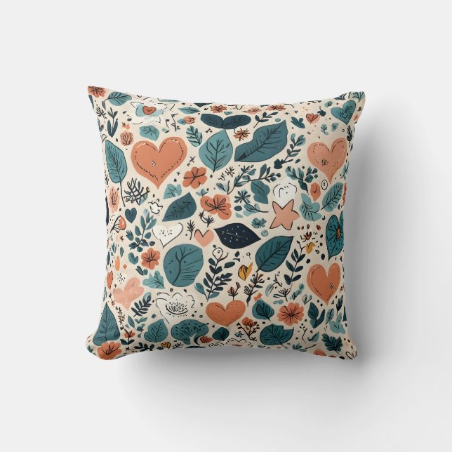 Cozy Pastel Floral & Geometric Pattern Pillow Kussen (Voorkant)