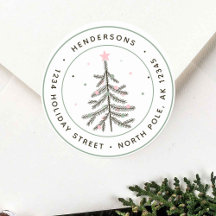 Cozy Pastel kerstboom Return-adres