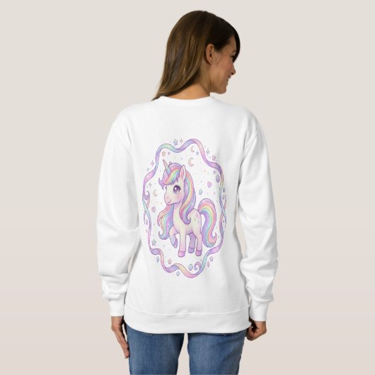 Cozy Pastel Unicorn Fleece Pullover (Achterkant volledig)