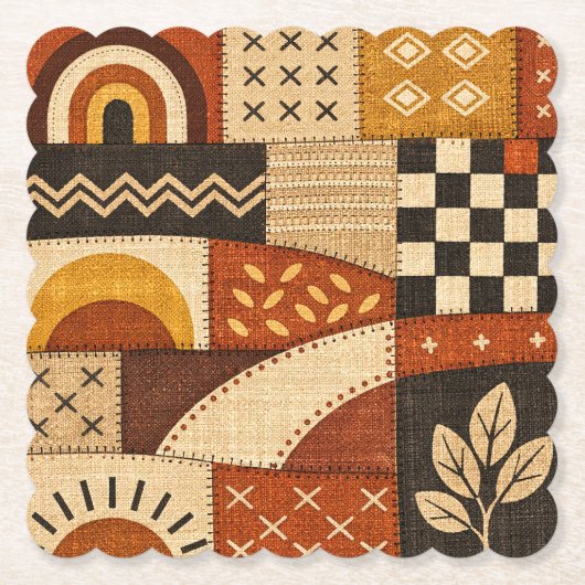 Cozy Patchwork Modern Kartonnen Onderzetters (Voorkant)