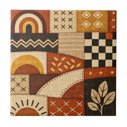 Cozy Patchwork Modern Tegeltje (Voorkant)
