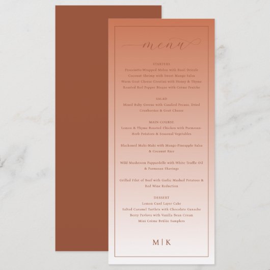 Cozy Peach Classic Wedding Menu (Voorkant / Achterkant)