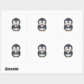 Cozy Penguin – Cute Kawaii Animal Illustration Vierkante Sticker (Vel)