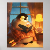 Cozy Penguin Reading Nursery Wall Art Print Poster (Voorkant)
