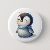 Cozy Penguin – Schattigee digitale kunst Ronde Button 5,7 Cm (Voorkant)