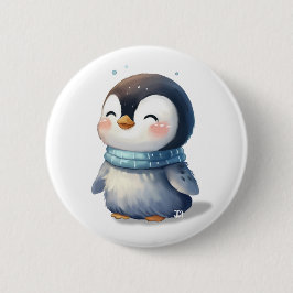 Cozy Penguin – Schattigee digitale kunst Ronde Button 5,7 Cm