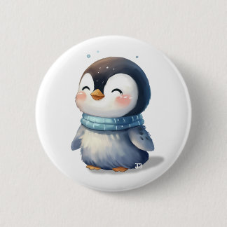 Cozy Penguin – Schattigee digitale kunst Ronde Button 5,7 Cm