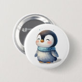 Cozy Penguin – Schattigee digitale kunst Ronde Button 5,7 Cm (Voorkant /achterkant)